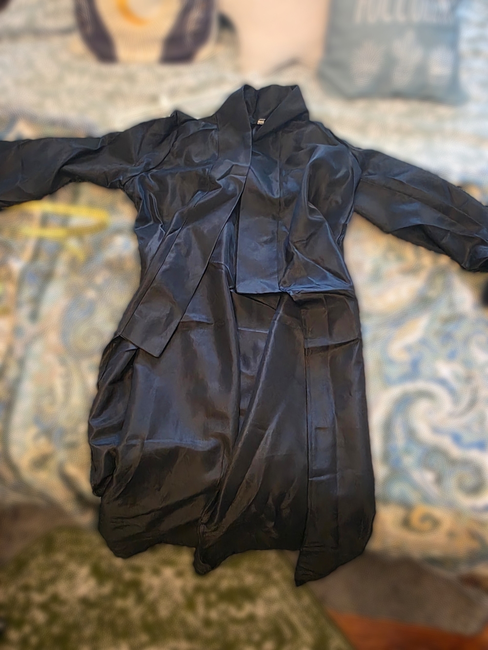 Black Satin Women's Trench Coat